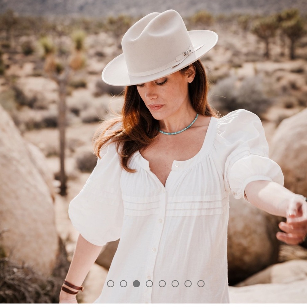 Stetson Light Cream Wide-Brim Wool Felt Ranch Hat